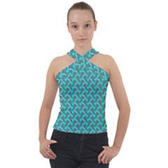 Digital Illusion Cross Neck Velour Top by Sparkle