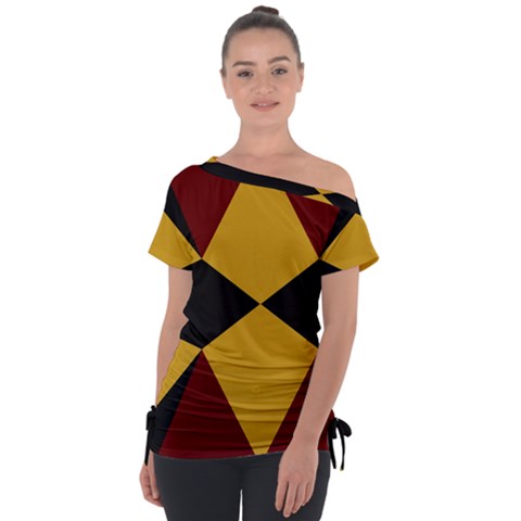 Abstract Pattern Geometric Backgrounds   Off Shoulder Tie-up Tee by Eskimos