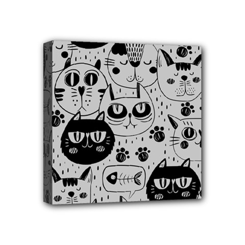 Black Outline Cat Heads Mini Canvas 4  X 4  (stretched) by crcustomgifts