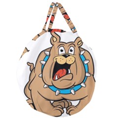 Bulldog-cartoon-illustration-11650862 Giant Round Zipper Tote by jellybeansanddinosaurs