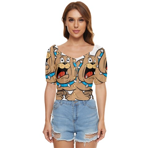 Bulldog-cartoon-illustration-11650862 Button Up Blouse by jellybeansanddinosaurs