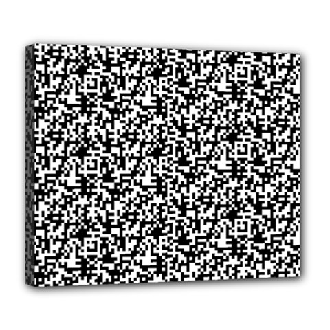 Black And White Qr Motif Pattern Deluxe Canvas 24  X 20  (stretched) by dflcprintsclothing