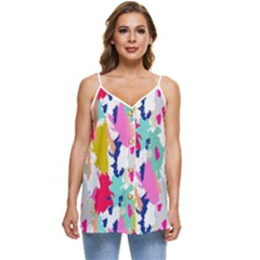 Acryl Paint Casual Spaghetti Strap Chiffon Top by CoshaArt