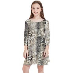 Luxury Snake Print Kids  Quarter Sleeve Skater Dress by CoshaArt