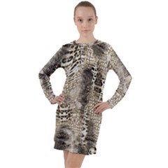 Luxury Snake Print Long Sleeve Hoodie Dress by CoshaArt