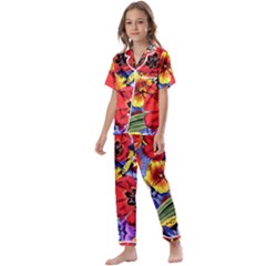 Flower Pattern Kids  Satin Short Sleeve Pajamas Set by CoshaArt