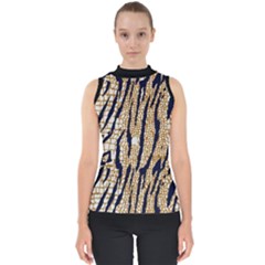 Tiger Snake Black 7000 Mock Neck Shell Top by MickiRedd