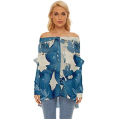 Floral Off Shoulder Chiffon Pocket Shirt by Sparkle