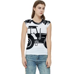 Black-farm-tractor-cut Women s Raglan Cap Sleeve Tee by DinzDas