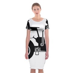 Black-farm-tractor-cut Classic Short Sleeve Midi Dress by DinzDas