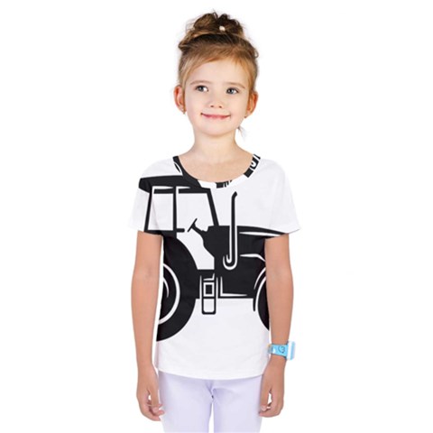 Black-farm-tractor-cut Kids  One Piece Tee by DinzDas