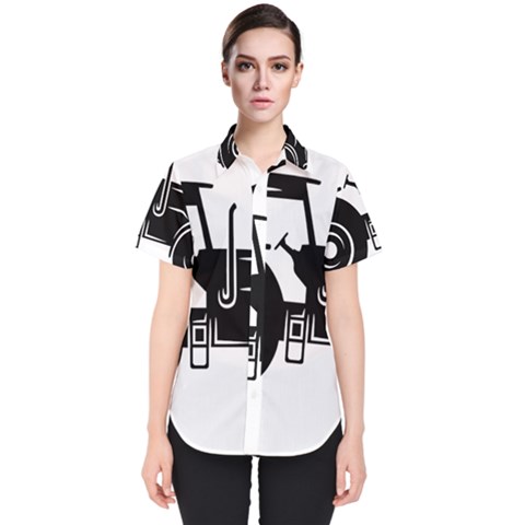 Black-farm-tractor-cut Women s Short Sleeve Shirt by DinzDas