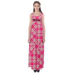 Pink Tartan-10 Empire Waist Maxi Dress by tartantotartanspink