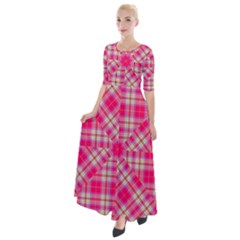 Pink Tartan-10 Half Sleeves Maxi Dress by tartantotartanspink