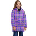 Tartan Purple Kid s Hooded Longline Puffer Jacket View1