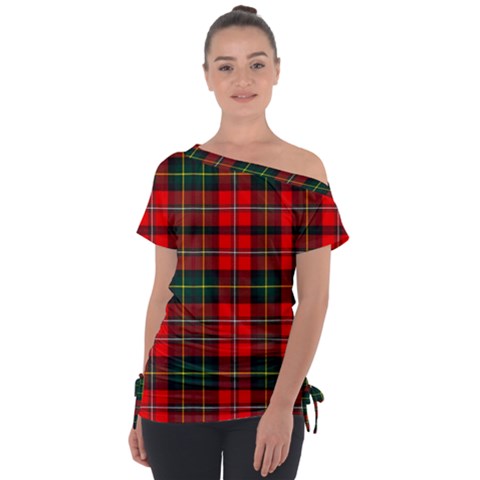 Boyd Modern Tartan 2 Off Shoulder Tie-up Tee by tartantotartansred