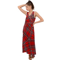 Macfarlane Modern Heavy Tartan V-neck Chiffon Maxi Dress by tartantotartansallreddesigns