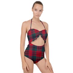 Macduff Modern Tartan Scallop Top Cut Out Swimsuit by tartantotartansallreddesigns