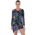 Dark Floral Asymmetric Cut-Out Shift Dress View1