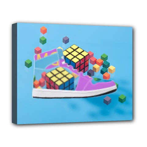 Floating-cubes-on-blue Backgrounderaser 20220422 203144521 Backgrounderaser 20220422 203216276 Deluxe Canvas 20  X 16  (stretched) by marthatravis1968