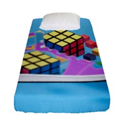 Floating-cubes-on-blue Backgrounderaser 20220422 203144521 Backgrounderaser 20220422 203216276 Fitted Sheet (single Size) by marthatravis1968