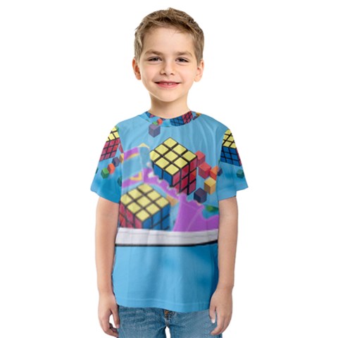 Floating-cubes-on-blue Backgrounderaser 20220422 203144521 Backgrounderaser 20220422 203216276 Kids  Sport Mesh Tee by marthatravis1968