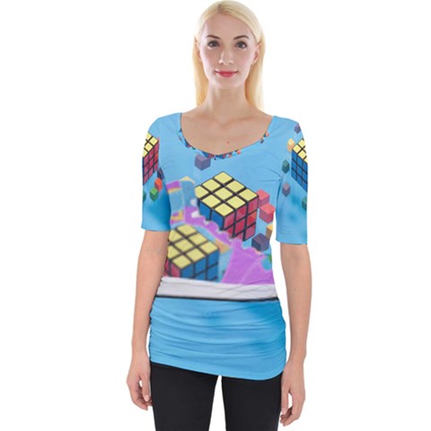 Floating-cubes-on-blue Backgrounderaser 20220422 203144521 Backgrounderaser 20220422 203216276 Wide Neckline Tee by marthatravis1968