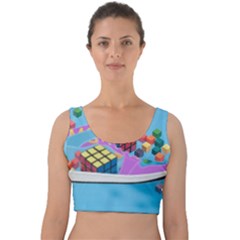 Floating-cubes-on-blue Backgrounderaser 20220422 203144521 Backgrounderaser 20220422 203216276 Velvet Crop Top by marthatravis1968