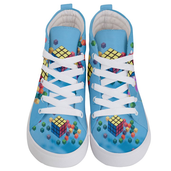 Floating-cubes-on-blue Backgrounderaser 20220422 203144521 Backgrounderaser 20220422 203216276 Kids  Hi-Top Skate Sneakers