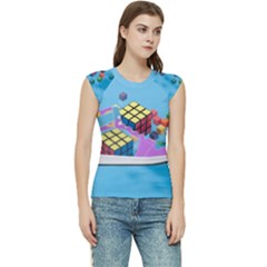 Floating-cubes-on-blue Backgrounderaser 20220422 203144521 Backgrounderaser 20220422 203216276 Women s Raglan Cap Sleeve Tee by marthatravis1968