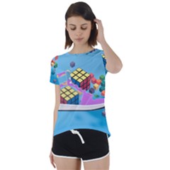 Floating-cubes-on-blue Backgrounderaser 20220422 203144521 Backgrounderaser 20220422 203216276 Short Sleeve Foldover Tee by marthatravis1968