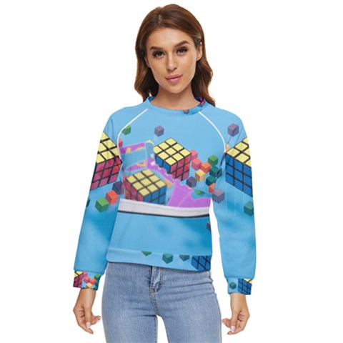 Floating-cubes-on-blue Backgrounderaser 20220422 203144521 Backgrounderaser 20220422 203216276 Women s Long Sleeve Raglan Tee by marthatravis1968