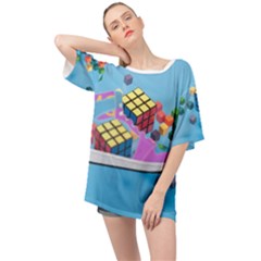 Floating-cubes-on-blue Backgrounderaser 20220422 203144521 Backgrounderaser 20220422 203216276 Oversized Chiffon Top by marthatravis1968