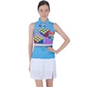 Floating-cubes-on-blue Backgrounderaser 20220422 203144521 Backgrounderaser 20220422 203216276 Women s Sleeveless Polo Tee View1