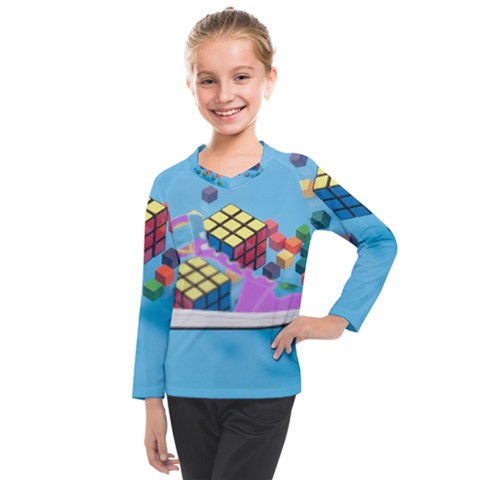 Floating-cubes-on-blue Backgrounderaser 20220422 203144521 Backgrounderaser 20220422 203216276 Kids  Long Mesh Tee by marthatravis1968