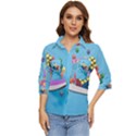 Floating-cubes-on-blue Backgrounderaser 20220422 203144521 Backgrounderaser 20220422 203216276 Women s Quarter Sleeve Pocket Shirt View1