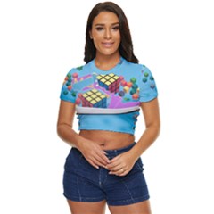 Neice e Beazz Dmc22 Collection Side Button Cropped Tee by marthatravis1968