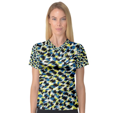 Digital Animal  Print V-neck Sport Mesh Tee by Sparkle