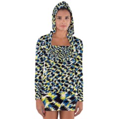 Digital Animal  Print Long Sleeve Hooded T-shirt by Sparkle