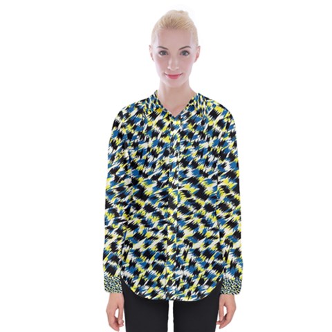 Digital Animal  Print Womens Long Sleeve Shirt by Sparkle