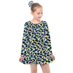 Digital Animal  Print Kids  Long Sleeve Dress by Sparkle