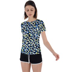 Digital Animal  Print Back Circle Cutout Sports Tee by Sparkle