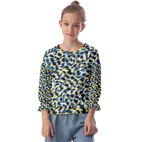 Digital Animal  Print Kids  Cuff Sleeve Top by Sparkle