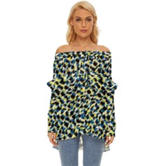 Digital Animal  Print Off Shoulder Chiffon Pocket Shirt by Sparkle