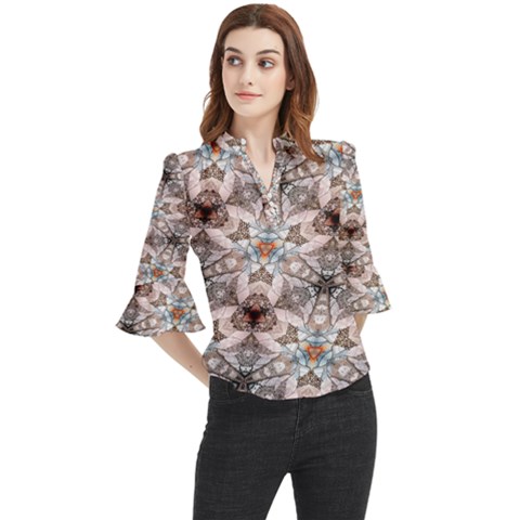 Digital Illusion Loose Horn Sleeve Chiffon Blouse by Sparkle