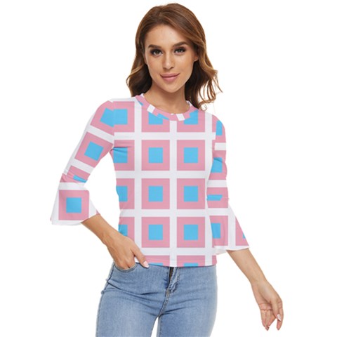 Trans Flag Squared Plaid Bell Sleeve Top by WetdryvacsLair