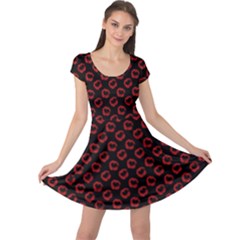 Red Lips Kiss Glitter Cap Sleeve Dress by idjy