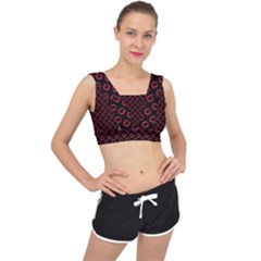 Red Lips Kiss Glitter V-back Sports Bra by idjy