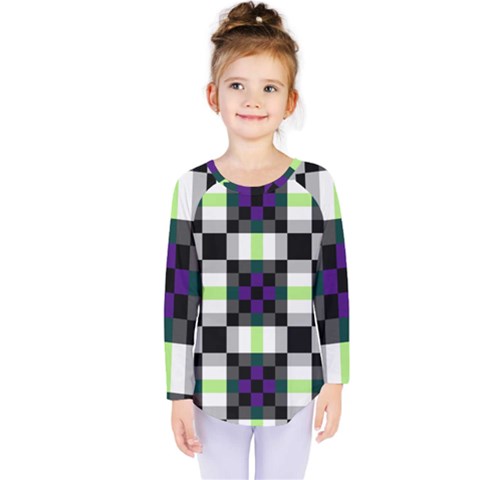 Agender Flag Plaid With Difference Kids  Long Sleeve Tee by WetdryvacsLair