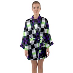 Agender Flag Plaid With Difference Long Sleeve Satin Kimono by WetdryvacsLair